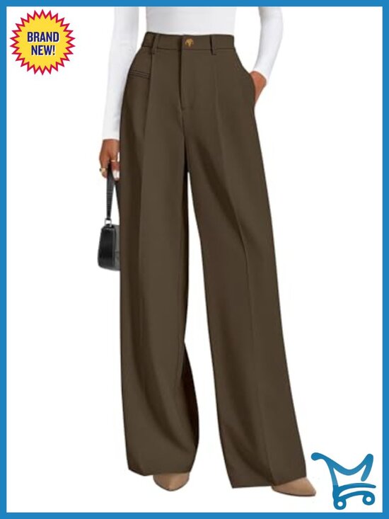 Pants - Wide Leg Dress Pants High Waisted Flowy Palazzo Trousers Business Casual Work